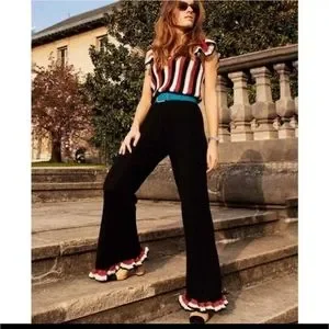 Zara Pants Jumpsuits Zara Women Sz S Limited Edition Crochet Knit Jumpsuit Brown Black Red Poshmark